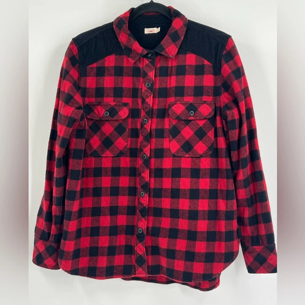 FAHERTY Women’s Daly Shirt Collins Plaid Red and Black Cotton Flannel Size Large - Picture 2 of 15